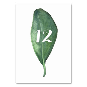Minimalist Greenery Foliage Green Leaf Table Numbe Table Number