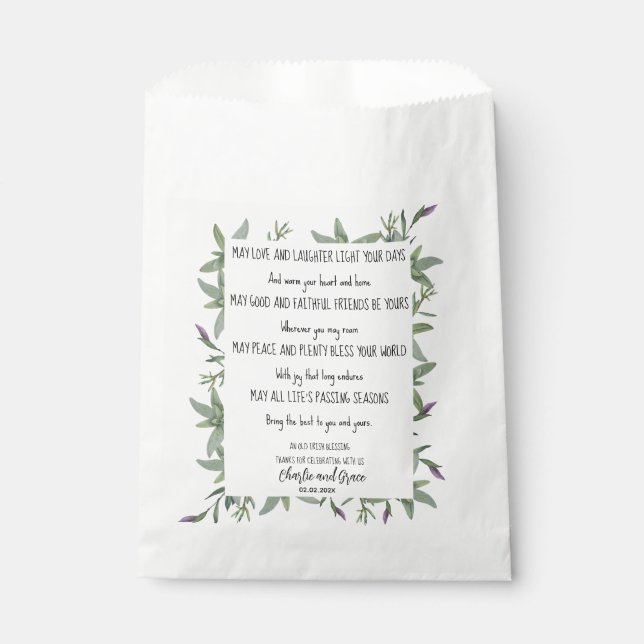 Minimalist Greenery Frame Irish Blessing Favour Bag (Front)