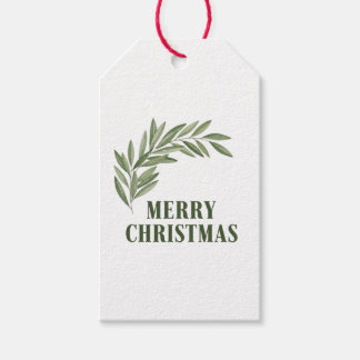 Minimalist Greenery Merry Christmas Gift Tag