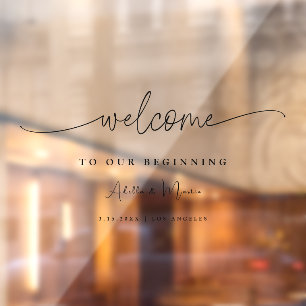 Minimalist Greenery Rustic Wedding Welcome Sign