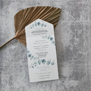 Minimalist Greenery Wedding All In One Invitation