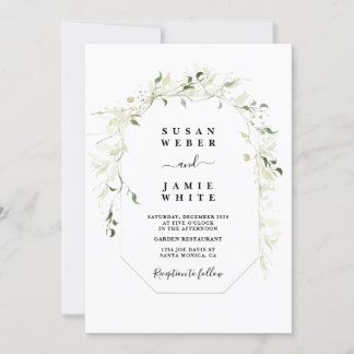 Minimalist Greenery Wedding Invitation