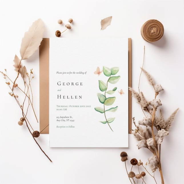 Minimalist Greenery Wedding Invitation (Creator Uploaded)