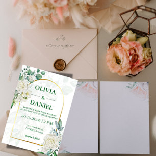Minimalist Greenery Wedding Invitation Card