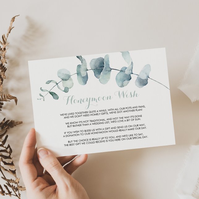 Minimalist Greenery White Honeymoon Wish   Enclosure Card (Creator Uploaded)