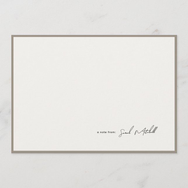 Minimalist Greige Border Personalized Script Card (Front)