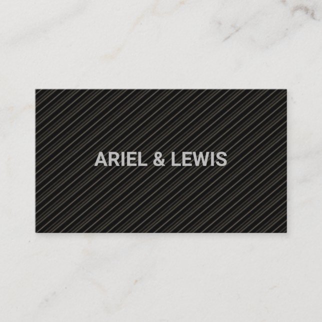 Minimalist grey and black diagonal stripes business card (Front)