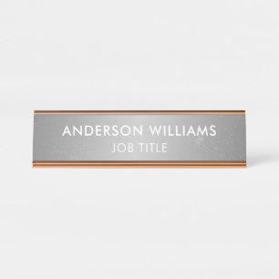 Minimalist Grey Background Custom Desk Name Plate