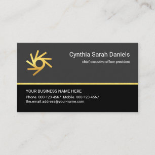Minimalist Grey Black Gold Line CEO Business Card