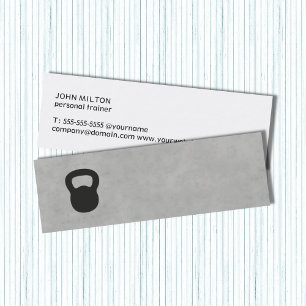 Minimalist Grey Black Kettle Bell Personal Trainer Mini Business Card