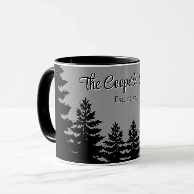 Minimalist grey black pine tree silhouette     mug (Front Left)