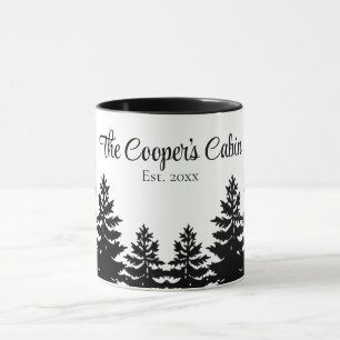 Minimalist grey black pine tree silhouette     mug