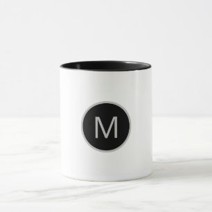 Minimalist Grey Black Round Monogram Mug