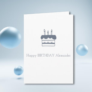 Minimalist Grey Cake Personalised Happy Birthday Card