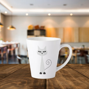 Minimalist Grey Cat Latte Mug
