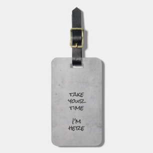 Minimalist Grey Concrete Black Script and Text Luggage Tag