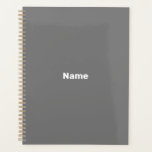 Minimalist grey custom name text monogram year planner<br><div class="desc">Minimalist grey custom name,  text,  initials,  monogram or year modern elegant personalised Planner.</div>