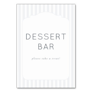 Minimalist Grey Dessert Bar Sign Table Number