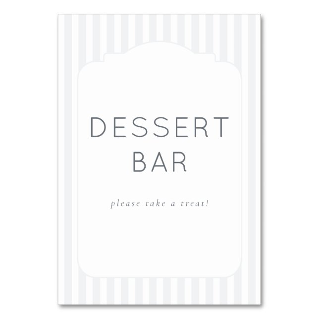 Minimalist Grey Dessert Bar Sign Table Number (Front)