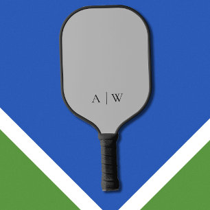 Minimalist Grey Elegant Monogram Pickleball Paddle