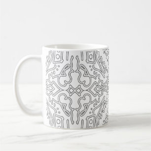 Minimalist Grey Floral Pattern Coffee Mug