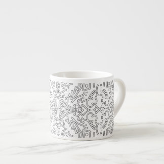 Minimalist Grey Floral Pattern Espresso Cup