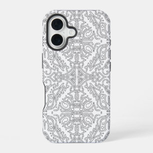 Minimalist Grey Floral Pattern iPhone 16 Case
