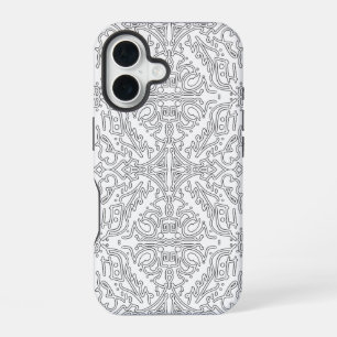 Minimalist Grey Floral Pattern iPhone 16 Case