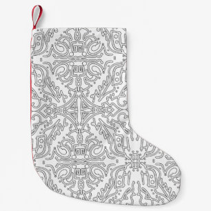 Minimalist Grey Floral Pattern Small Christmas Stocking