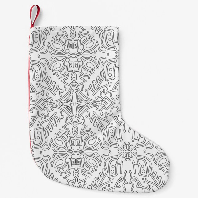 Minimalist Grey Floral Pattern Small Christmas Stocking (Front)