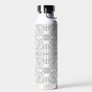 Minimalist Grey Floral Pattern Water Bottle
