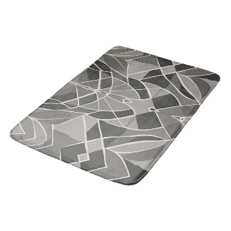 Minimalist Grey Geometric Elegant Contemporary Bath Mat