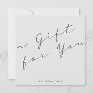 Minimalist Grey Gift Certificate Business Card
