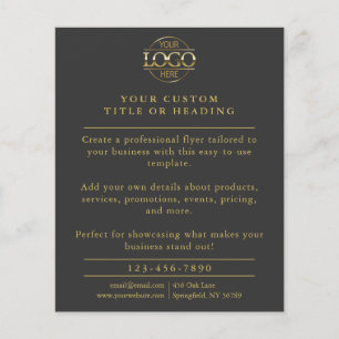 Minimalist Grey & Gold Business Logo Promotional Flyer