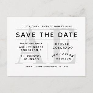 Minimalist Grey Modern Typography Save the Date Postcard