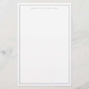 Minimalist Grey Monogram Two Border Stationery