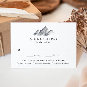 Minimalist Grey Mountain Wedding RSVP Meal Choice Enclosure Card