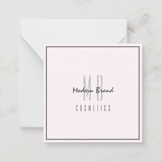 Minimalist Grey Pink Chic Business Thank You Card (Front)