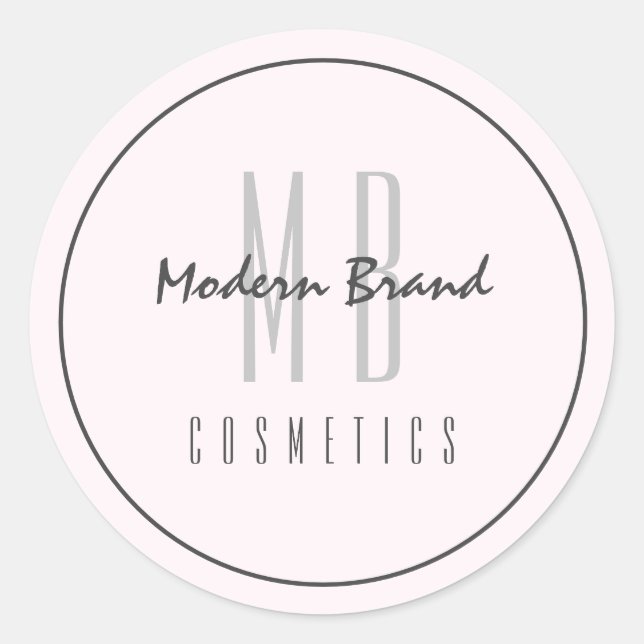 Minimalist Grey Pink Chic Modern Business Classic Round Sticker (Front)