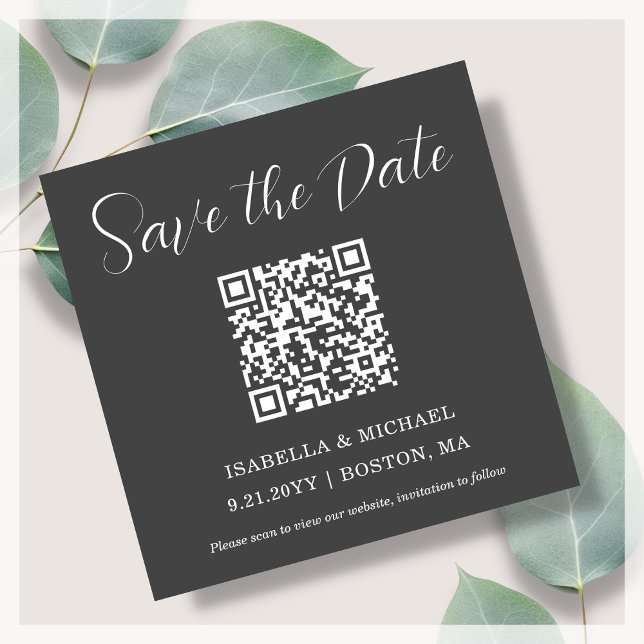 Minimalist Grey | Save the Date | QR Code | Magnet (Creator Uploaded)