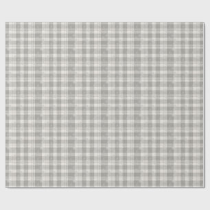 Minimalist Grey & Silver Snowflake Plaid Wrapping Paper