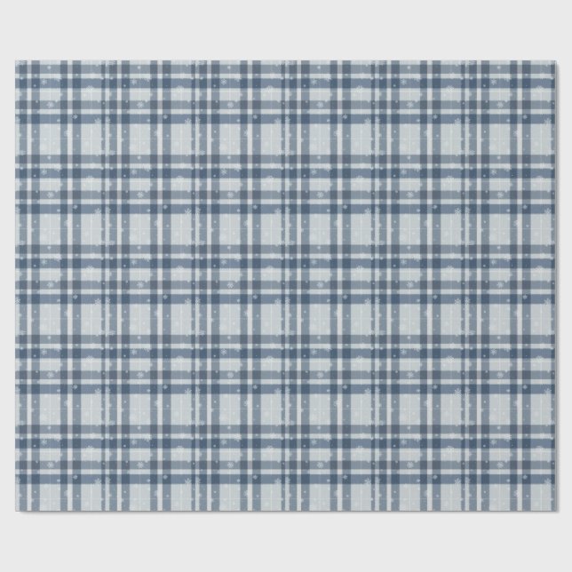 Minimalist Grey & Silver Winter Plaid Wrapping Paper (Flat)