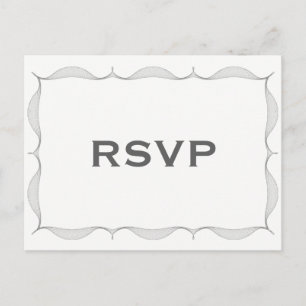 Minimalist Grey Swirl Border RSVP Postcard