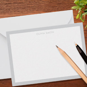 Minimalist Grey Two Border Modern Monogram Card