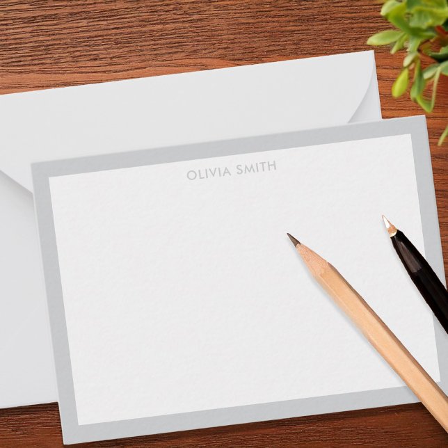 Minimalist Grey Two Border Modern Monogram  Card (Creator Uploaded)