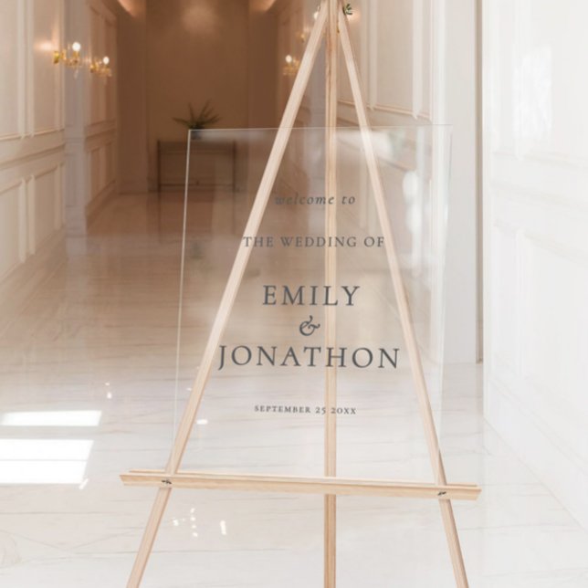 Minimalist Grey Typography Welcome to Wedding Acrylic Sign (Creator Uploaded)