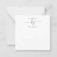 Minimalist Grey White 2 Monogram Name Note Card
