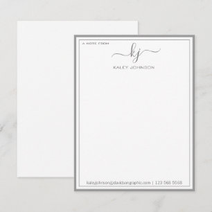 Minimalist Grey White From The Desk Of Note Card