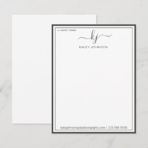Minimalist Grey White From The Desk Of Note Card