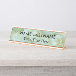 Minimalist Grey White Marble Custom Desk Name Plat Desk Name Plate